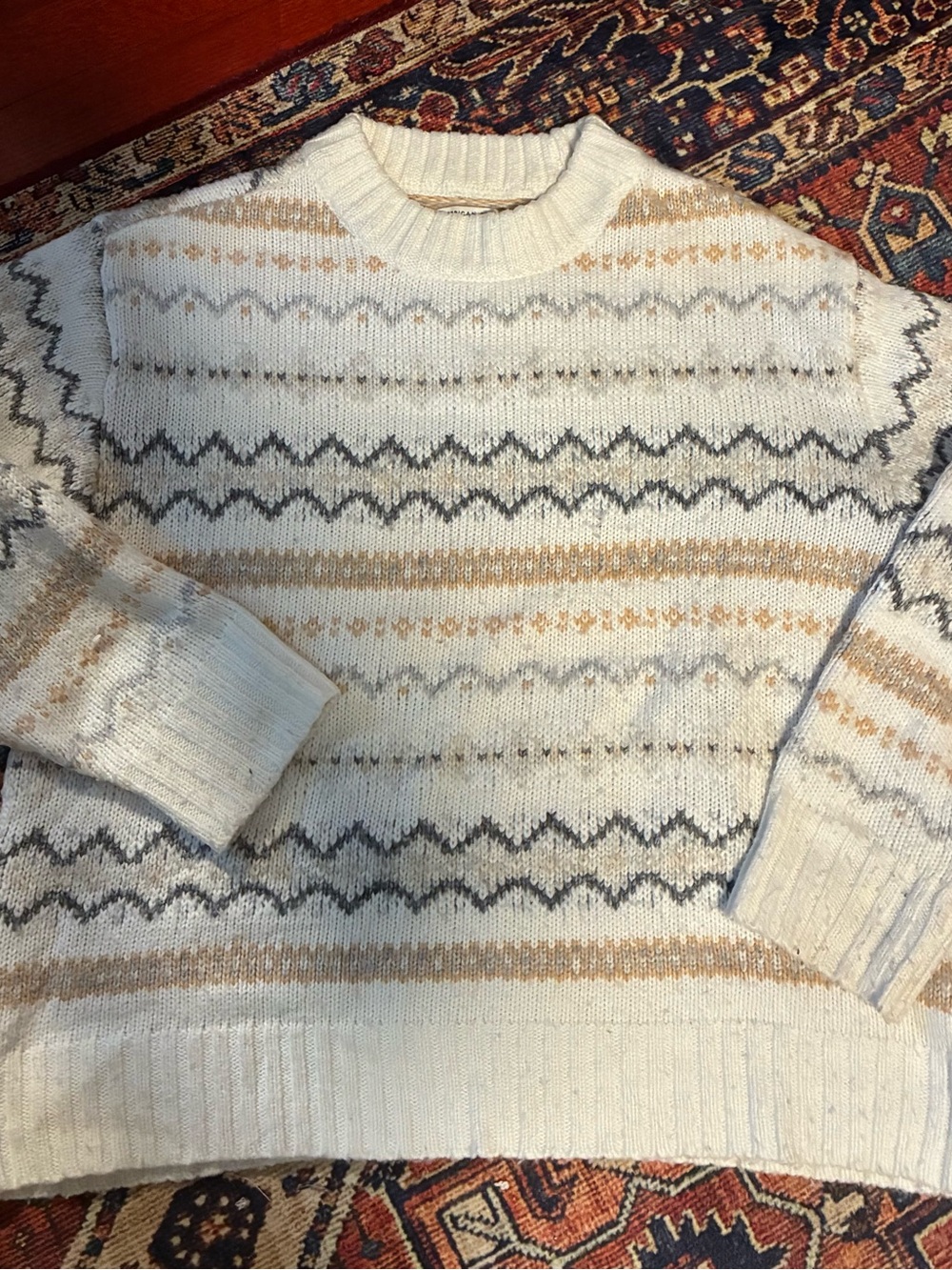 American Eagle Cozy Ivory Fair Isle Knit Sweater - Women - Picture 2 of 2